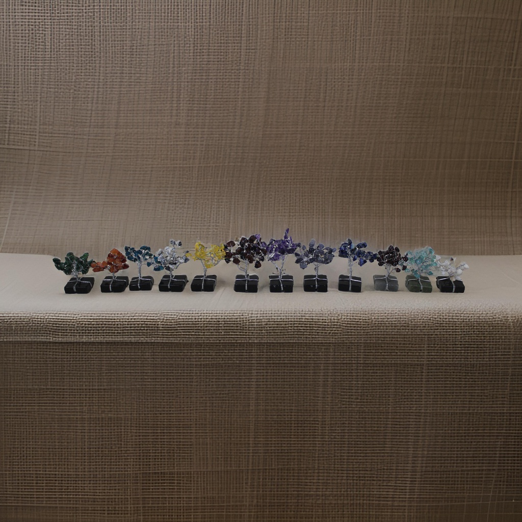 Handcrafted Mini Natural  Agate Gemstone Trees Set