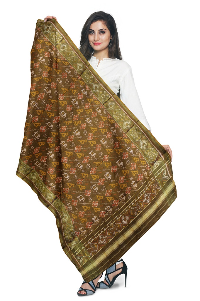 Handloom Single Ikat Patola Silk Dupatta