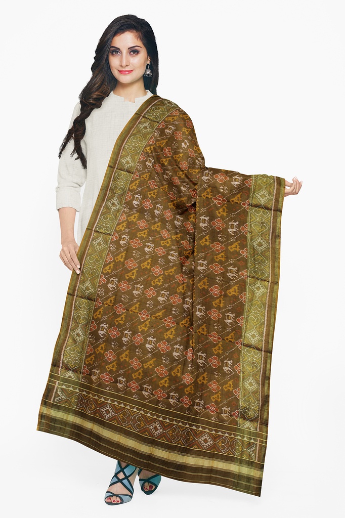 Handloom Single Ikat Patola Silk Dupatta