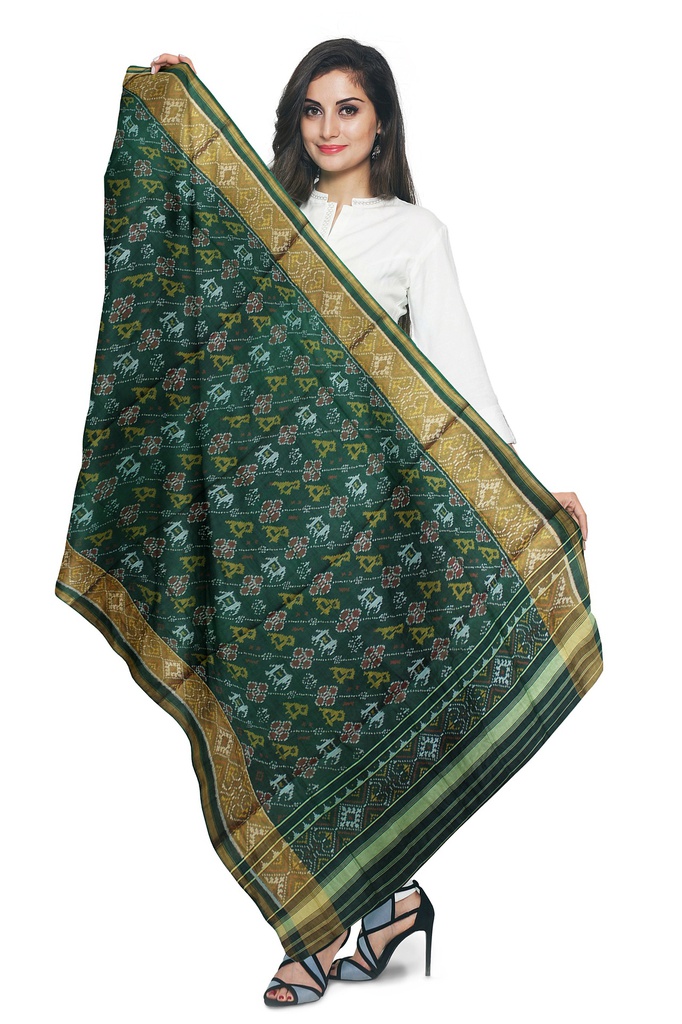 Handloom Single Ikat Patola Silk Dupatta