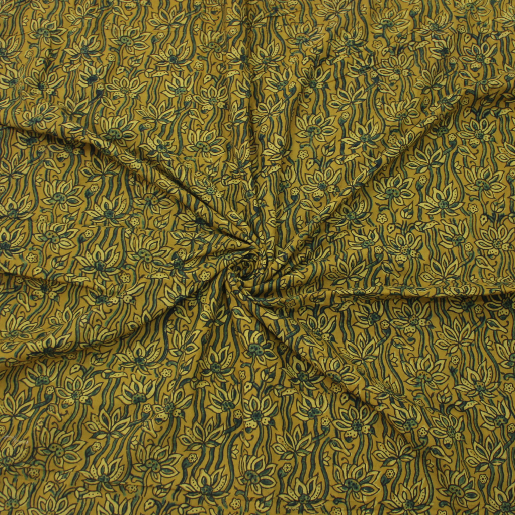 Mustard Cotton Hand Block Print Cloth Material/Fabric