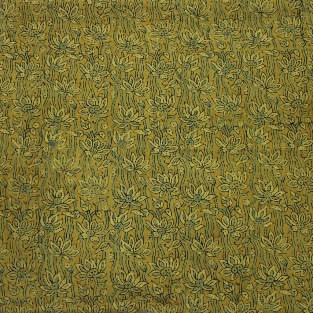 Mustard Cotton Hand Block Print Cloth Material/Fabric