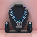 Handcrafted Threaded Silver Oxidized Necklace Set