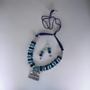 Handcrafted Threaded Silver Oxidized Necklace Set