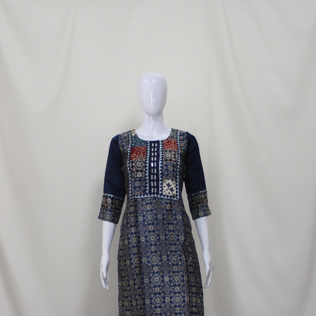 Ajrakh Hand Block Printed Mashru Kurti