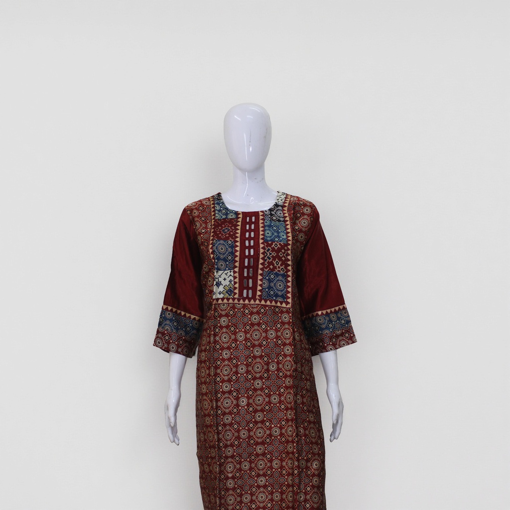 Ajrakh Hand Block Printed Mashru Kurti