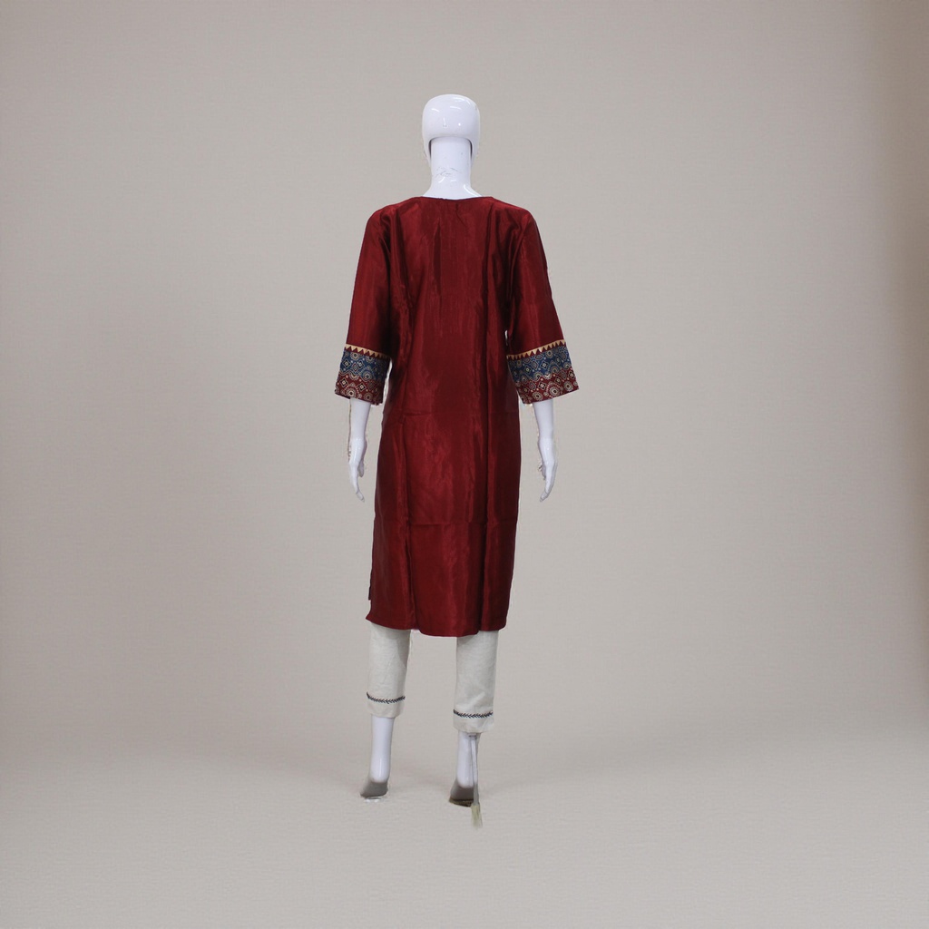 Ajrakh Hand Block Printed Mashru Kurti