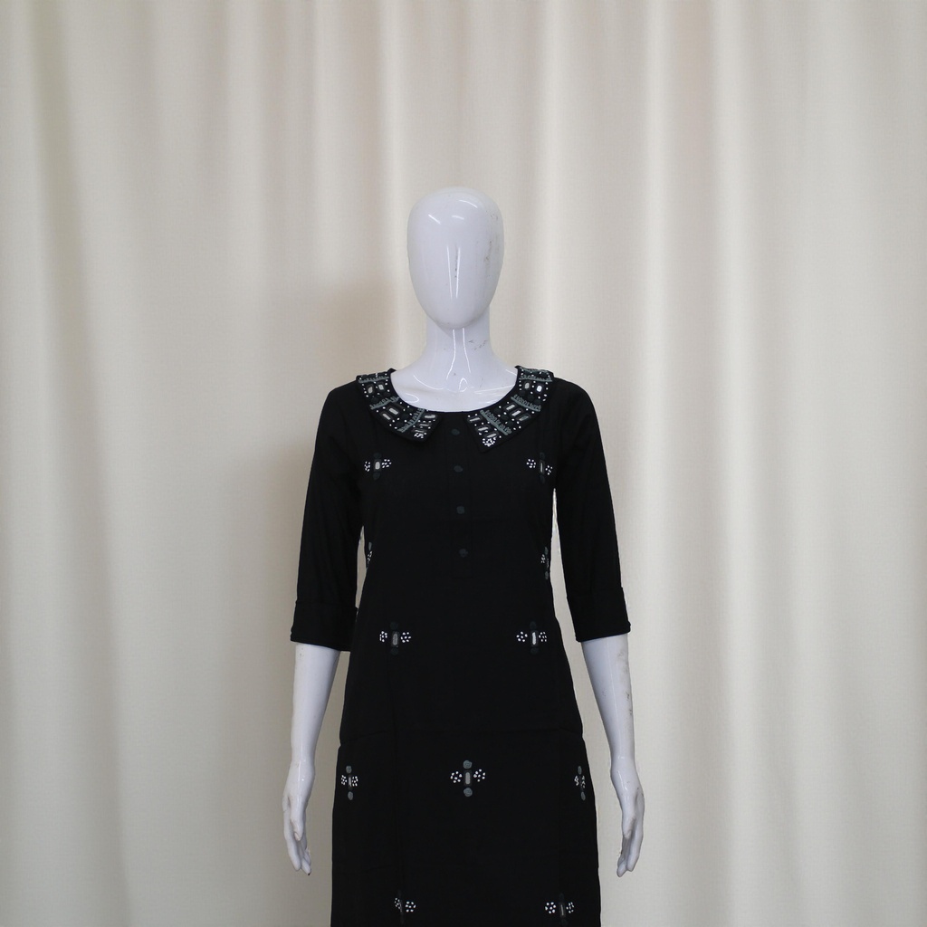 Cotton Hand Embroidered Mirror Work Kurti