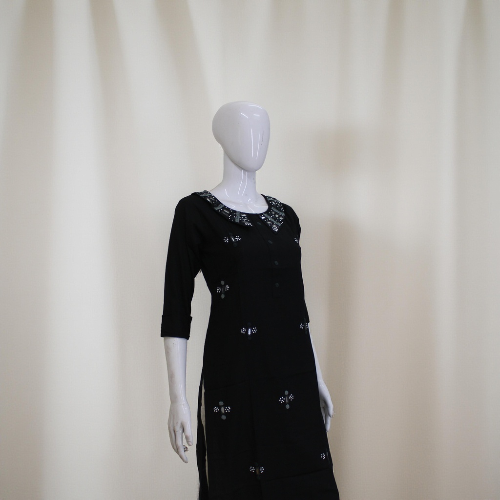 Cotton Hand Embroidered Mirror Work Kurti