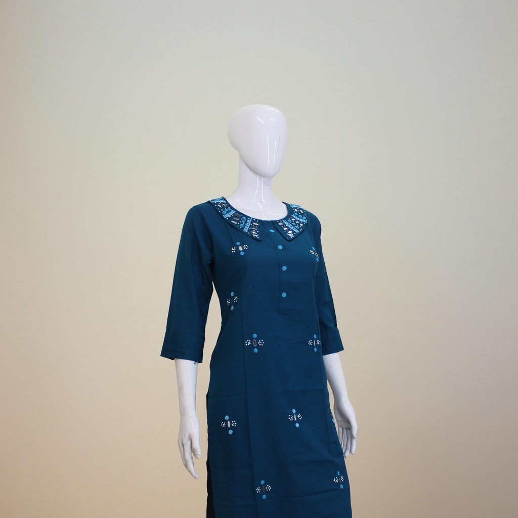 Cotton Hand Embroidered Mirror Work Kurti