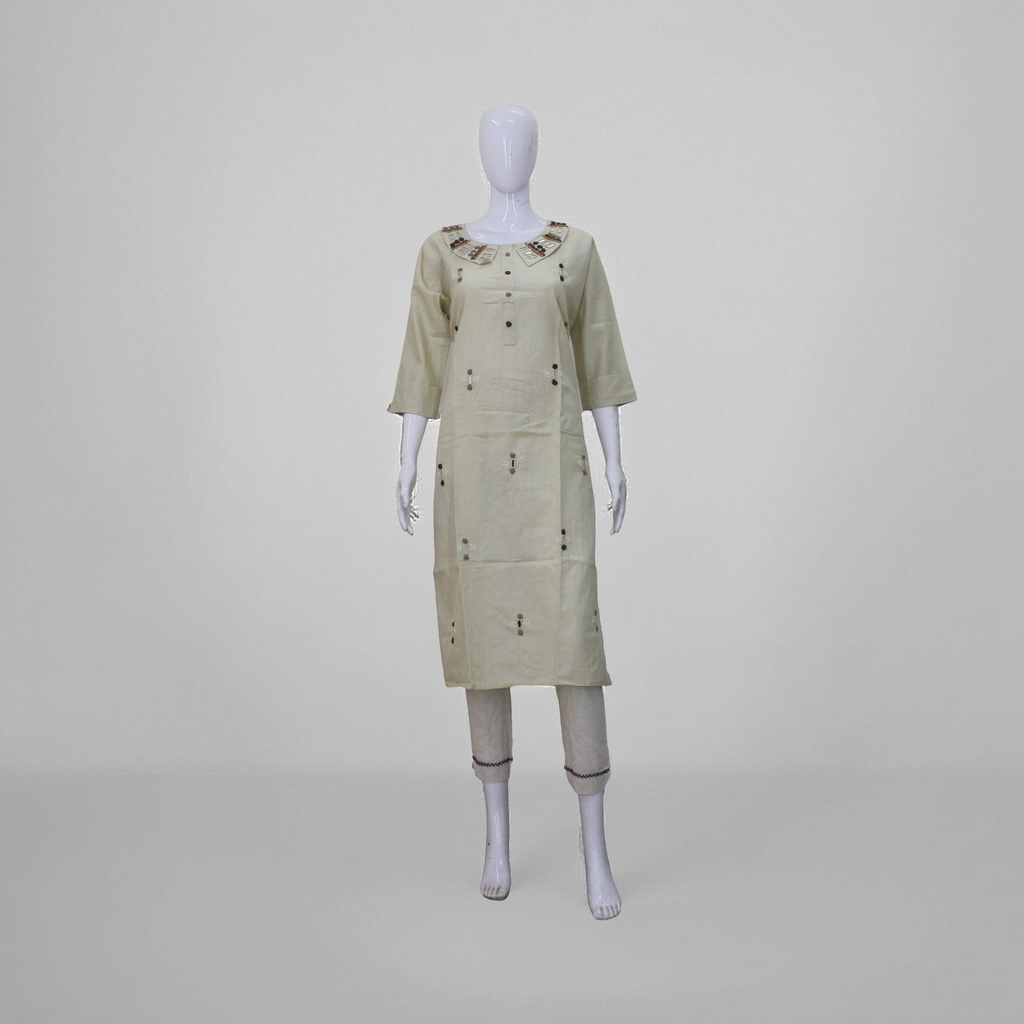 Cotton Hand Embroidered Mirror Work Kurti