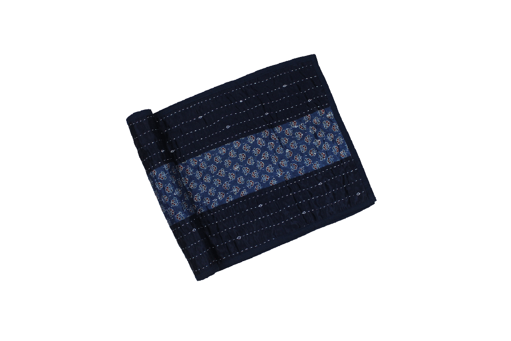 Handmade Tagai Embroidered Ajrakh Mashru Silk Table Placemats with Runner