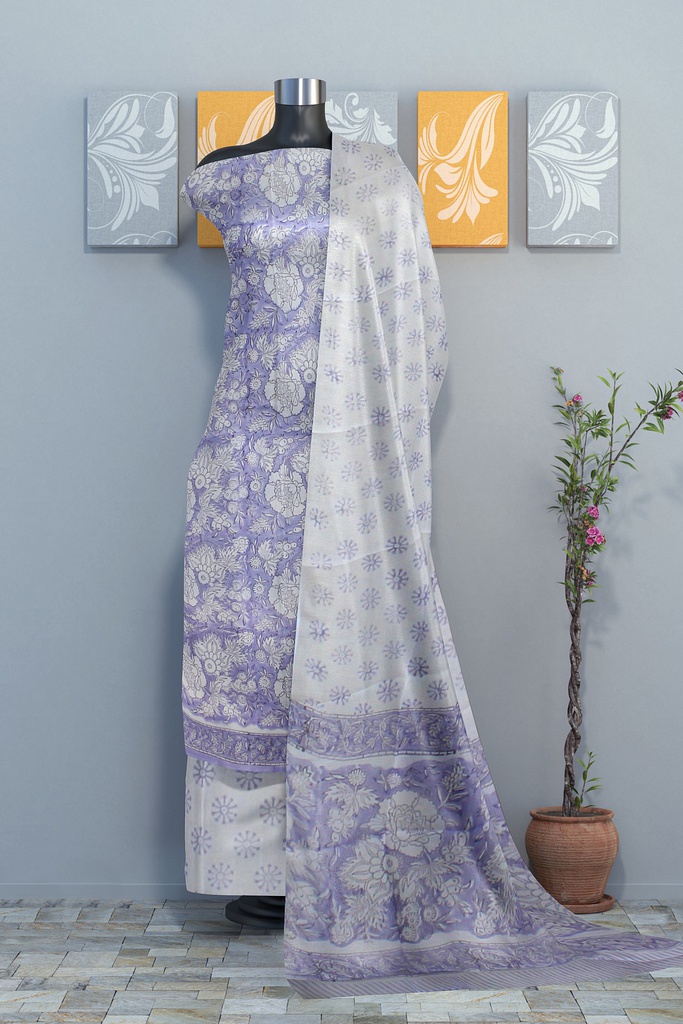Hand Block Print Cotton Dress Material / Salwar Suit