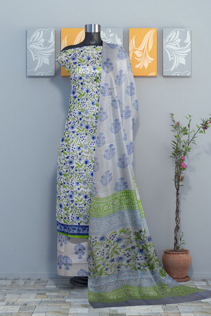 Hand Block Print Cotton Dress Material / Salwar Suit