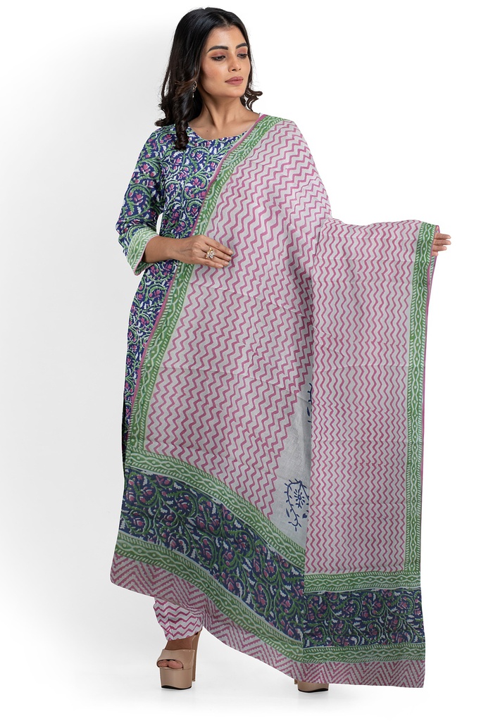 Hand Block Print Cotton Dress Material / Salwar Suit