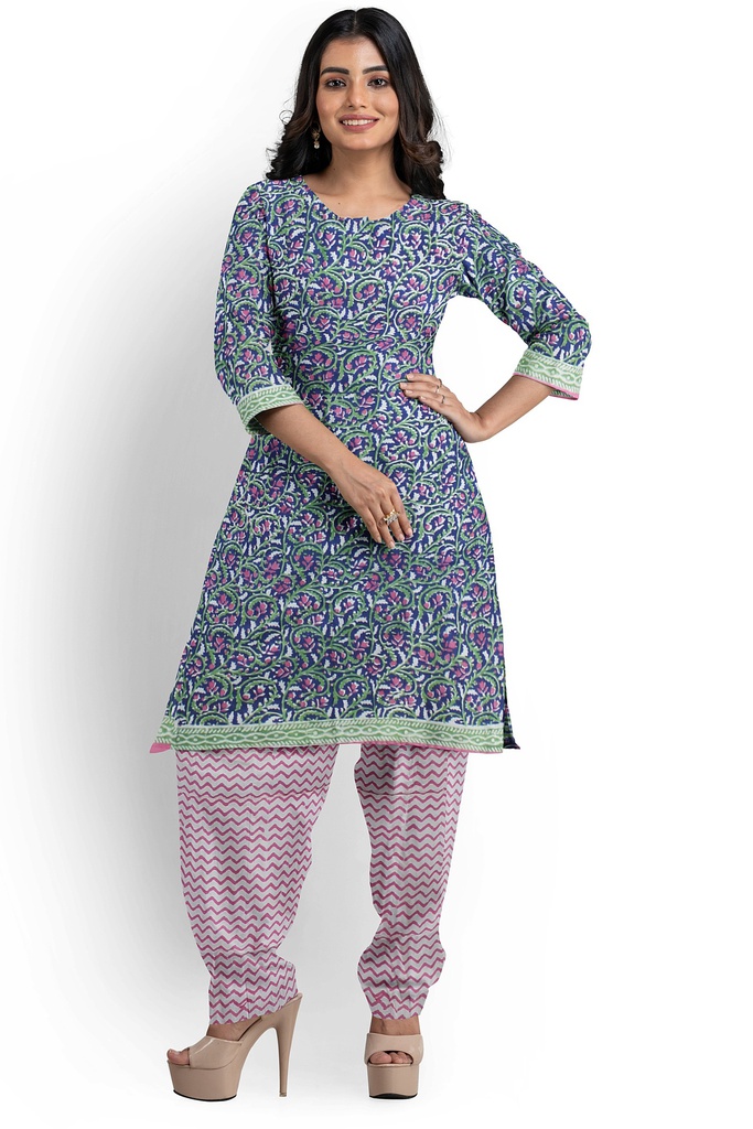 Hand Block Print Cotton Dress Material / Salwar Suit