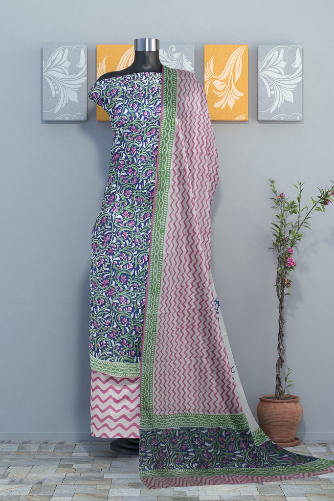 Hand Block Print Cotton Dress Material / Salwar Suit