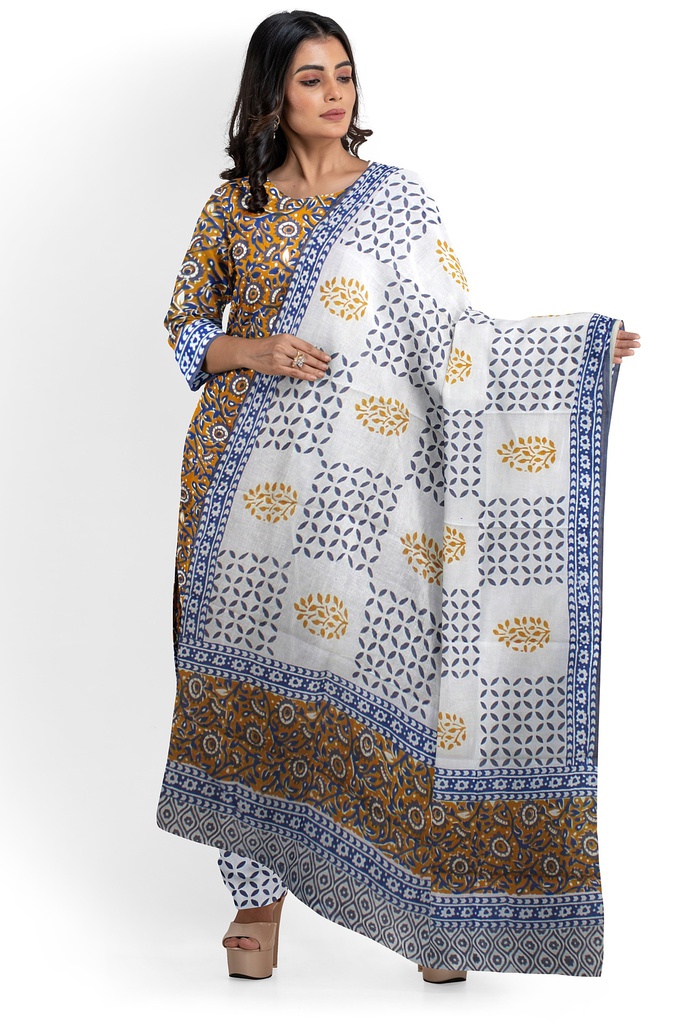 Hand Block Print Cotton Dress Material / Salwar Suit
