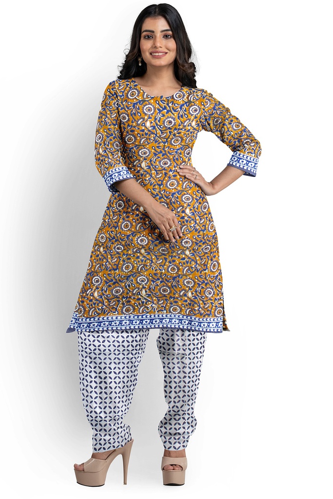 Hand Block Print Cotton Dress Material / Salwar Suit