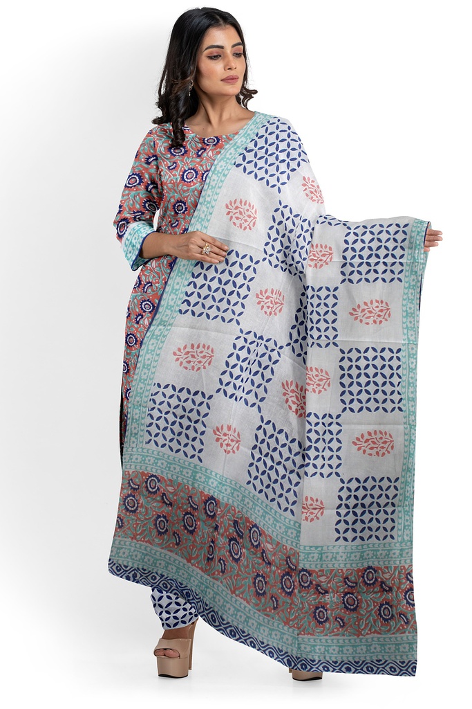 Hand Block Print Cotton Dress Material / Salwar Suit