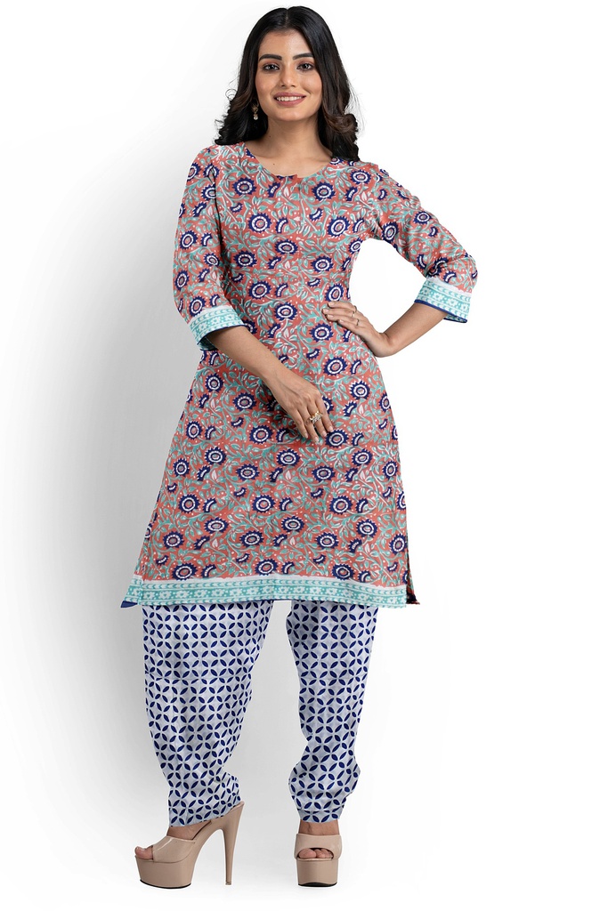Hand Block Print Cotton Dress Material / Salwar Suit