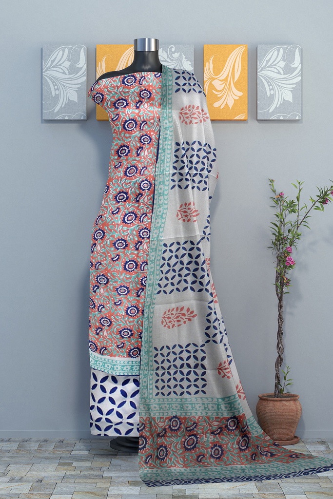 Hand Block Print Cotton Dress Material / Salwar Suit