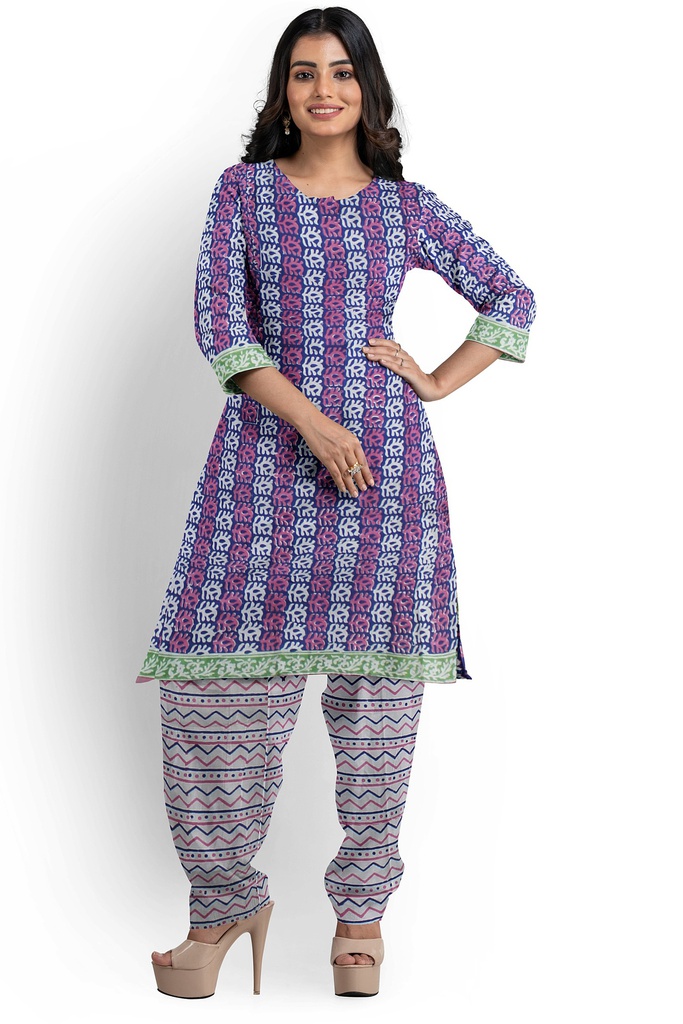 Hand Block Print Cotton Dress Material / Salwar Suit