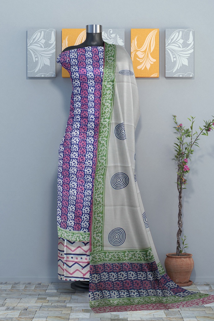 Hand Block Print Cotton Dress Material / Salwar Suit