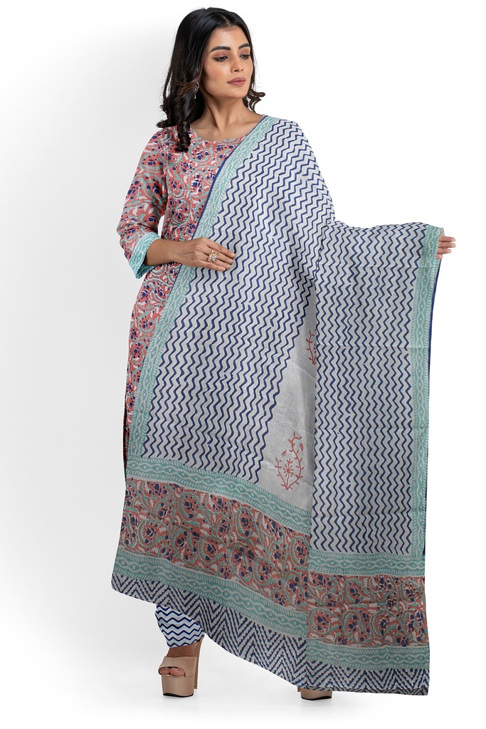 Hand Block Print Cotton Dress Material / Salwar Suit