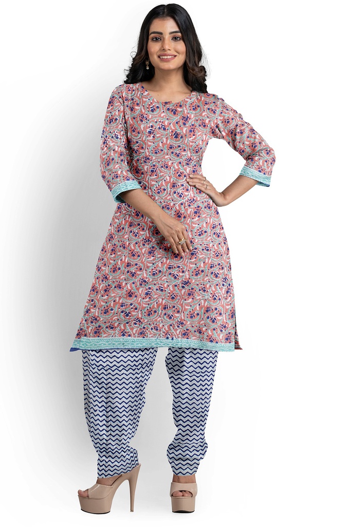Hand Block Print Cotton Dress Material / Salwar Suit