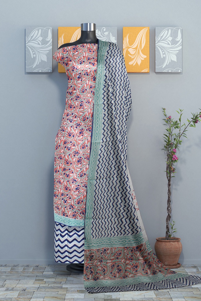 Hand Block Print Cotton Dress Material / Salwar Suit