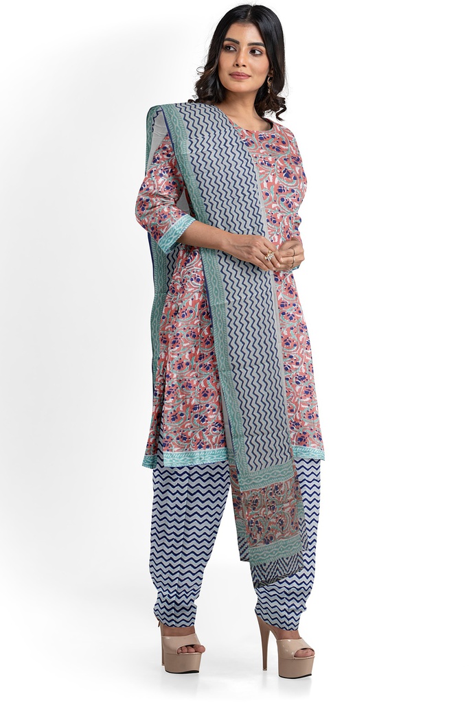 Hand Block Print Cotton Dress Material / Salwar Suit