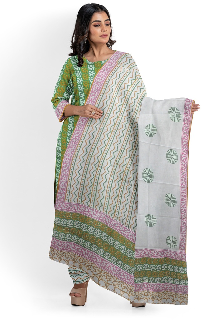 Hand Block Print Cotton Dress Material / Salwar Suit