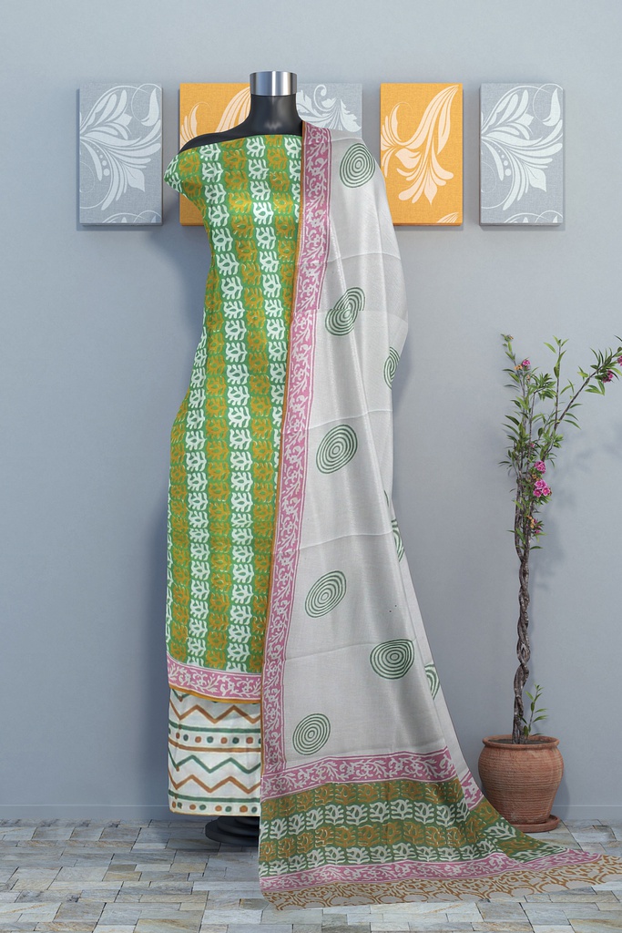 Hand Block Print Cotton Dress Material / Salwar Suit