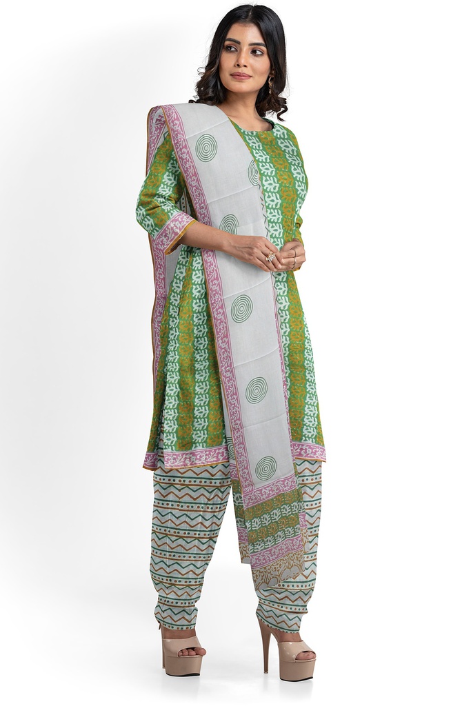 Hand Block Print Cotton Dress Material / Salwar Suit