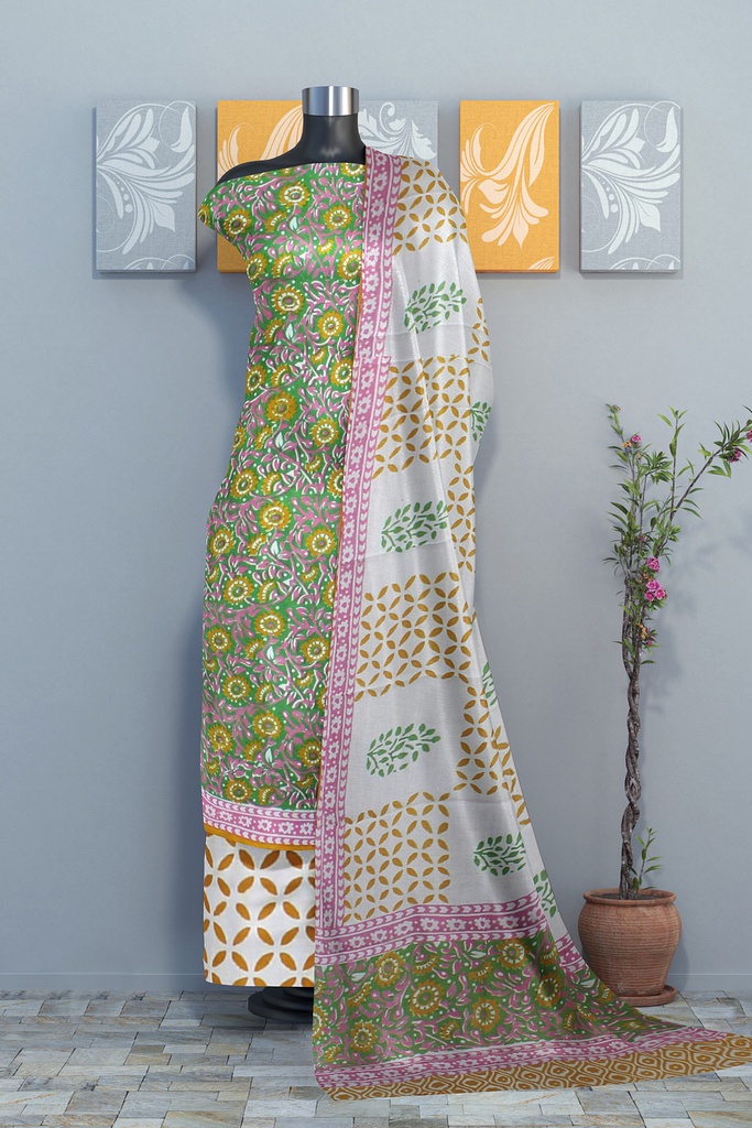 Hand Block Print Cotton Dress Material / Salwar Suit
