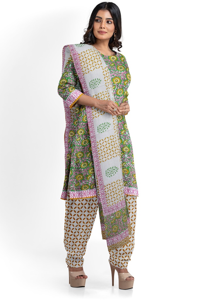 Hand Block Print Cotton Dress Material / Salwar Suit