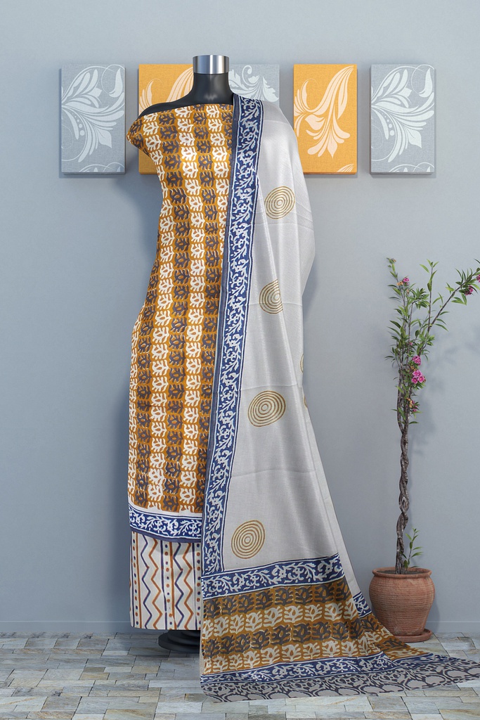 Hand Block Print Cotton Dress Material / Salwar Suit