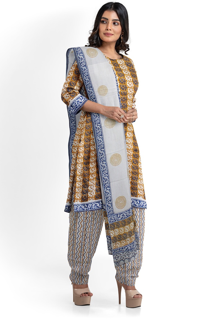Hand Block Print Cotton Dress Material / Salwar Suit
