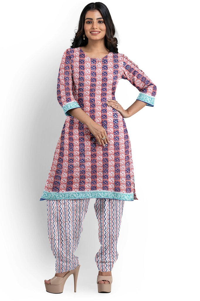 Hand Block Print Cotton Dress Material / Salwar Suit