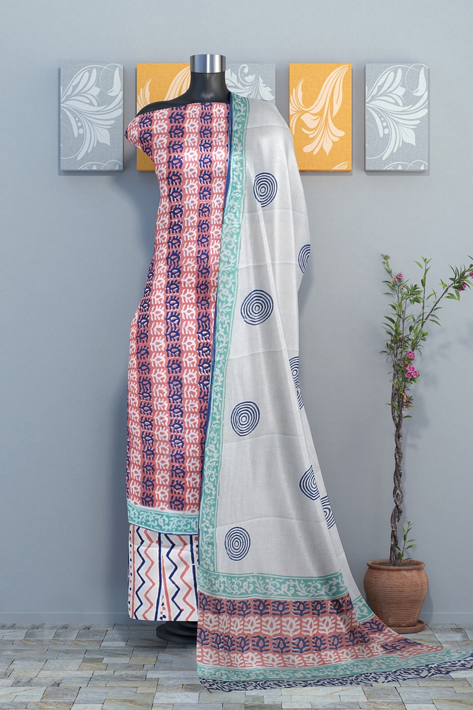 Hand Block Print Cotton Dress Material / Salwar Suit