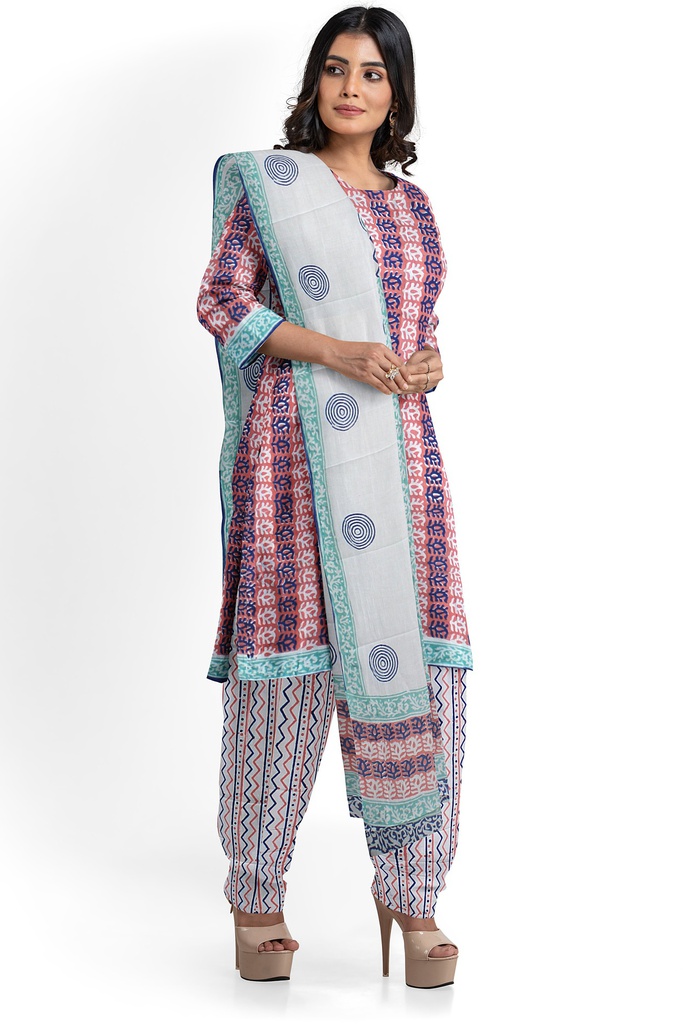 Hand Block Print Cotton Dress Material / Salwar Suit