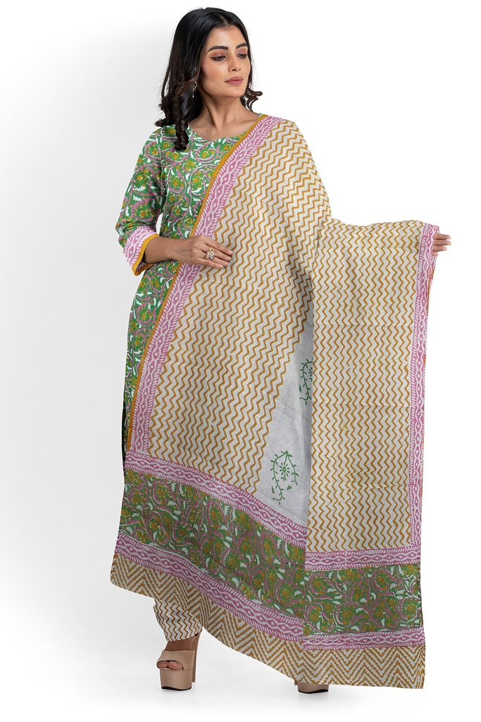 Hand Block Print Cotton Dress Material / Salwar Suit