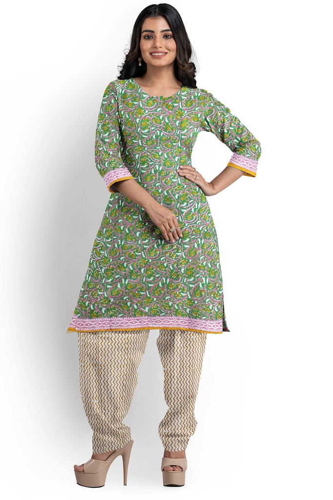 Hand Block Print Cotton Dress Material / Salwar Suit