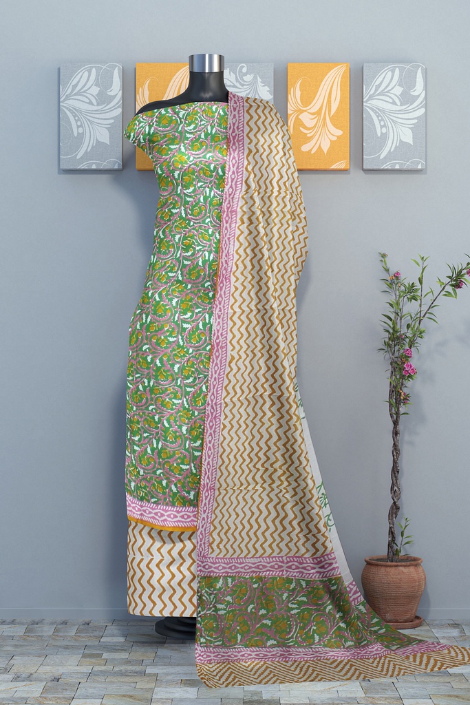 Hand Block Print Cotton Dress Material / Salwar Suit