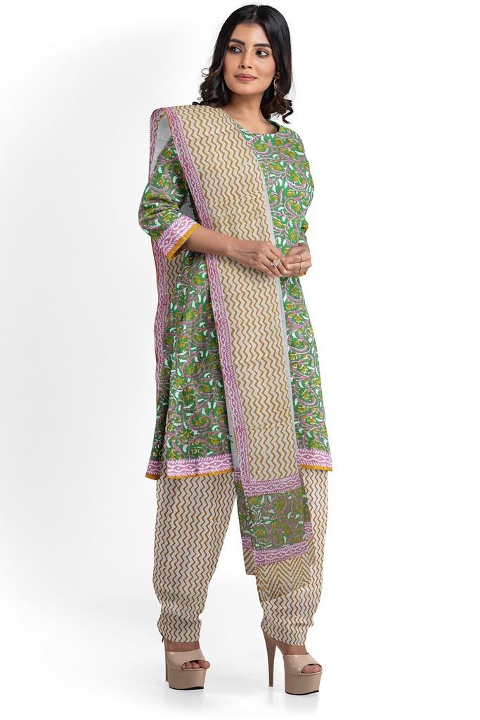Hand Block Print Cotton Dress Material / Salwar Suit