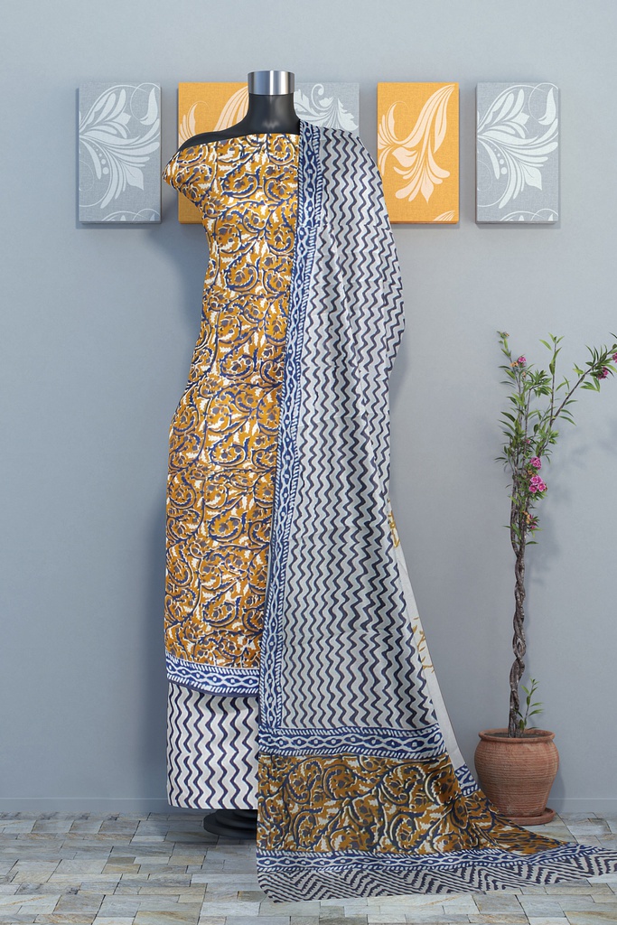 Hand Block Print Cotton Dress Material / Salwar Suit