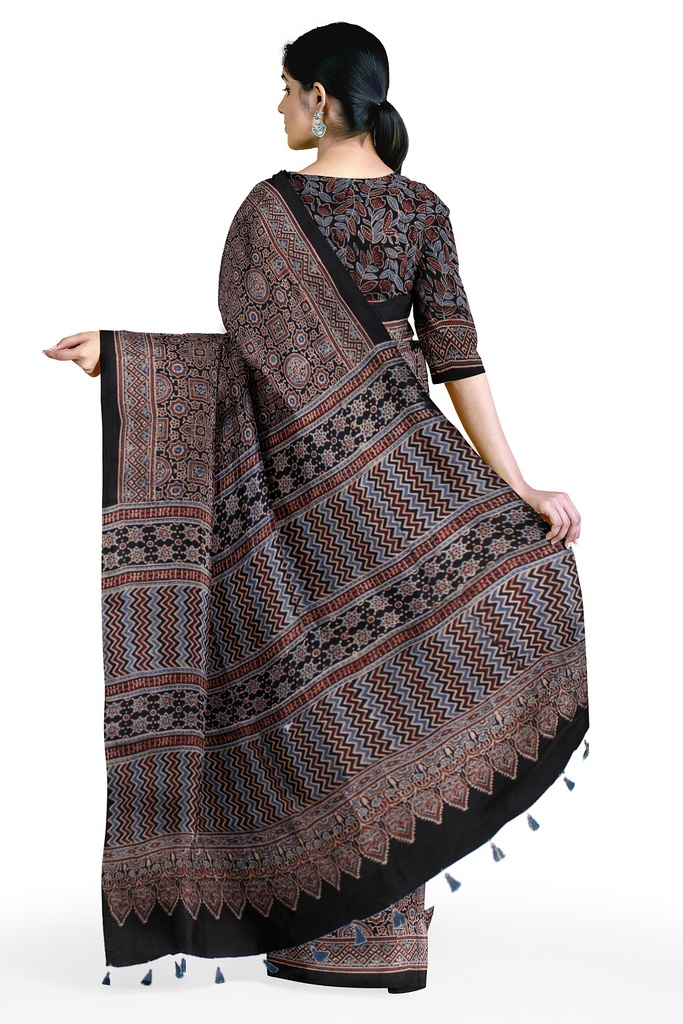 Hand Block Print Modal Silk Saree