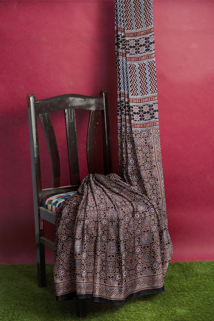 Hand Block Print Modal Silk Saree