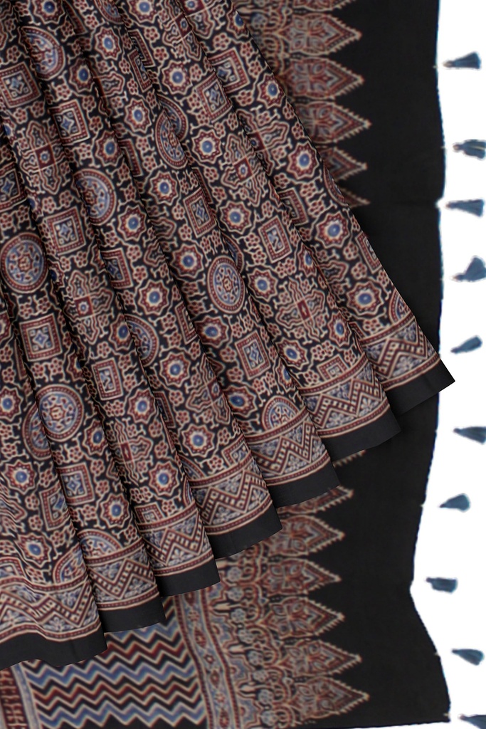 Hand Block Print Modal Silk Saree